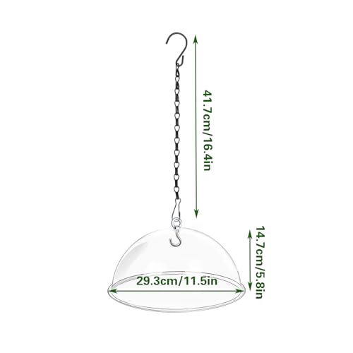 2 Set 11.8'' Bird Feeder Rain Guard, Clear Acrylic Squirrel Baffle Dome | Hanging Round Hummingbird Feeder Protective Cover Weather & Predator Shield for Outdoor Garden Yard Use