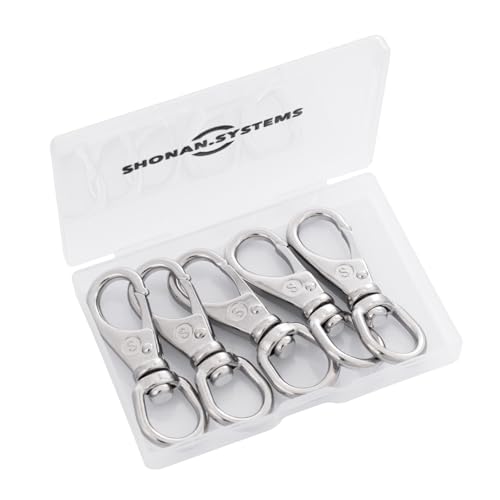 SHONAN 2.7 Inch Swivel Snap Hooks, 5 Pack Marine Grade Spring Snaps, Flag Pole Clips, Swivel Hook Clips for Scuba Diving, Dog leashes, Keychains, Bird Feeders