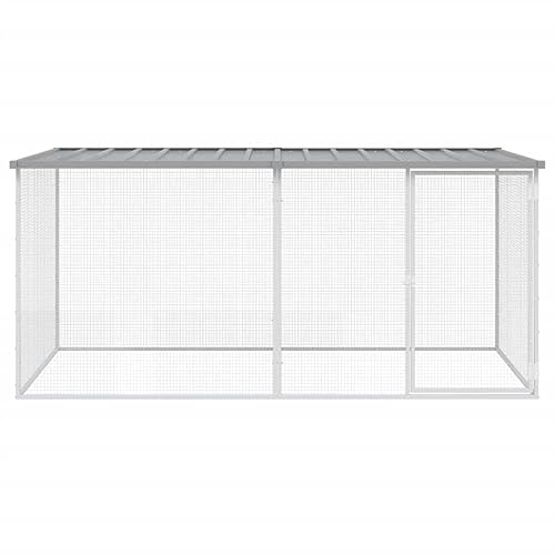 Chicken Coop with Roof, Large Galvanised Steel Poultry Cage for Backyard, 79.9 x 38.6 x 35.4 inch Outdoor Run for Hens and Small Animals, Weather-Resistant Pet Enclosure