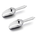 E-far 6 Ounce Ice Scoop Set of 2, Small Stainless Steel Scoops for Ice Cube/Candy/Flour/Sugar, Metal Utility Scoops for Canisters, Baking, Kitchen Pantry, Rust Free & Dishwasher Safe - color: Silver