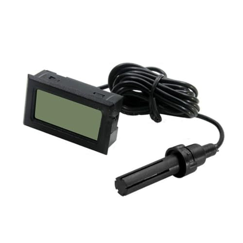 Digital Thermometer Hygrometer with Probe, LCD Display Temperature Humidity Meter for Indoor Incubator Reptile Plant Terrarium, Embedded Installation, Wide Range 10 to 99