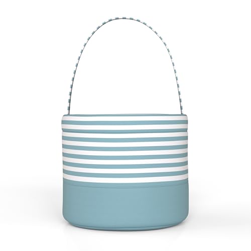 Easter Basket for Kid Boy Girl,Easter Egg Hunt Buckets,Personalized Canvas Tote Bags Easter Party Gifts for Easter Halloween - color: AB-Blue