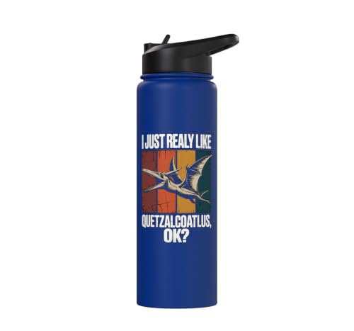 Really Like Quetzalcoatlus Bird Flying Dinosaur Kids Trex Stainless Steel Insulated Water Bottle - color: Royal Blue