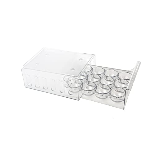Mind Reader Egg Storage Drawer for Refrigerator, Fridge Organizer, Stackable, Bin, 6.75"L x 8.75"W x 3.5"H, Set of 2, Clear