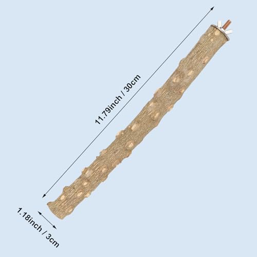 Hypeety Natural Prickly Ash Wood Bird Perch Stand Paw Grinding Perch Toy | Natural prickly ash wood, bark texture for grip, chew-proof and durable, for budgie/parakeet/cockatiel/lovebird, 11.79''/30cm - size: 11.79 inch