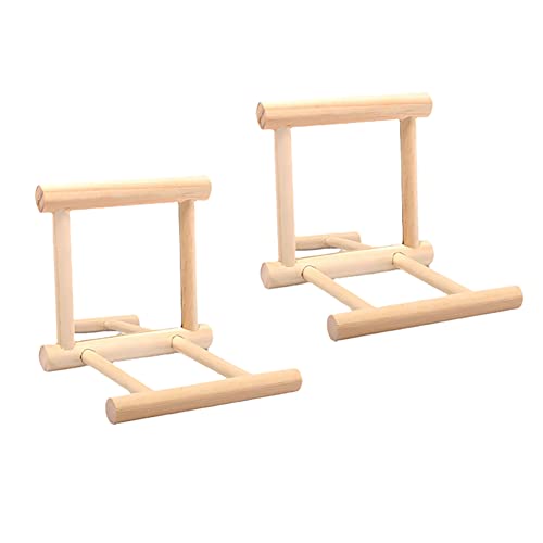 2 Pcs Wooden Bird Mirrors Family Bird Parakeet Mirror Bird Swing Parrot Cage Toys Parrot Interactive Play Toys Birdcage Fun Platform Stand Toys with Perch