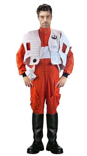X-WING RESISTANCE PILOT TFA COSTUME Flight Suit Jumpsuit and Vest Only - size: X-Large