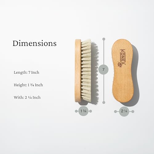KONEX Medium-Stiffness Nylon Fiber Scrub Brush - Heavy Duty Cleaning Brush, Wooden Handle, Brown, Ideal for Hardwood Floor, Outdoor Surfaces, Carpet