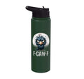 F-Caw-F Black Crow Black Bird Funny Crow F-Caw-F Stainless Steel Insulated Water Bottle - color: Dark Green
