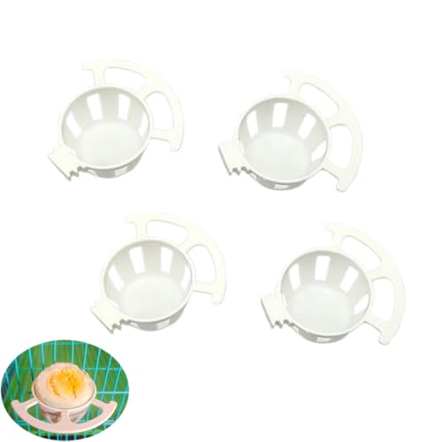 4 Pack Bird Egg Feeder Hanging Cage Protein Boiled Egg Holder Tray Bird Mineral Blocks Holder Food Bowl for Parrot Rock Ball Calcium Teeth Chew Toy Seat Ball Suet Dough Parakeet Cockatiel