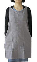 Cotton Linen Japanese Apron Halter Cross Back Bandage X Shape Aprons Two Pockets - color: Lightgray