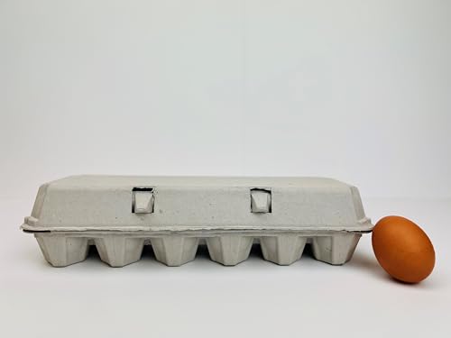 12 Count Egg Cartons - Non-Printed - Recycled Paper Pulp, Solid Top Style f | or Chicken Eggs - Made in USA