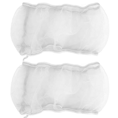 2PCS Bird Cage Cover, Bird Cage Seed Catcher, Adjustable Soft Airy Nylon Mesh Net, Birdcage Cover Skirt Seed Guard for Parrot Parakeet Macaw African Round Square Cages (S) - color: White