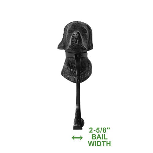 Renovators Supply Manufacturing Door Knockers for Front Door 7-5/8 in. Cast Iron Dog Shaped Door Knocker with Mounting Hardware - color: Black Dog Head
