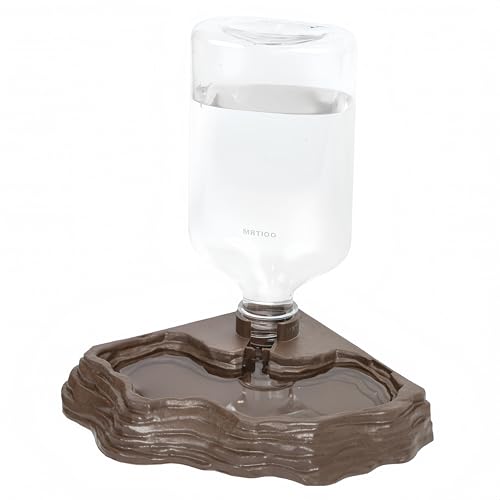 Lizard Bearded Dragon Water Bowl Dish Automatic Dispenser,17oz,Brown | 17oz Terrarium Tank Reptile Food Bowl,Water Feeder Automatic Dispenser Feeding,Geckos Lizards Turtle Bearded Dragons - color: Brown