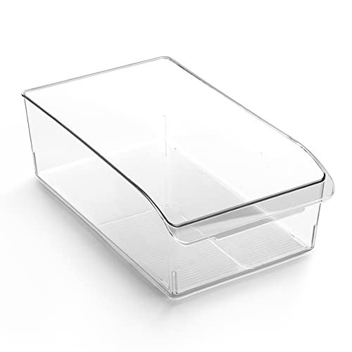 BINO | Plastic Storage Bins, X-Large | THE CURVE COLLECTION | Multi-Use Organizer Bins | Built-In Handle | BPA-Free | Pantry Organization | Home Organization | Fridge and Freezer Organizer - size: X-Large
