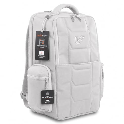 Gruv Gear Travel Laptop Backpack, 20L Silver Tech Backpack with Modular Storage Shelves, Dual Access Pockets & TSA-Friendly Design, Compact Carry-On Backpack for Work, Travel & Everyday Carry - color: Silver/Blue