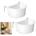 2 Pack Bird Cage Feeder, Plastic Hanging Feeder Cup with Metal Hooks Food and Water Dispenser Bowl for Small Birds Parakeet