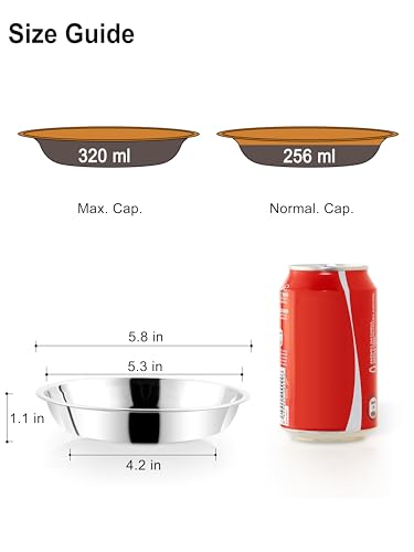 VENTION Stainless Steel Shallow Cat Food Bowl 5.8 Inch, Small Whisker Fatigue Cat Food Dish 10.8 Fl.oz, Replacement Basic Kitten Bowls Bulk for Elevated Stand, Dishwasher Safe (Set of 2) - size: 5 4/5 Inch-Outer Dia.