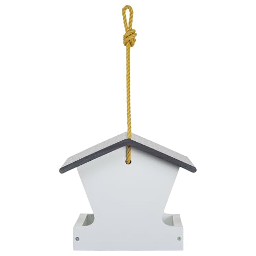 Birds Choice Modern Farmhouse Medium Hopper Bird Feeder | Black/White | Includes Nylon Hanging Rope, 3lb Seed Capacity, Made in USA, Rustic Recycled Materials - color: Black/White