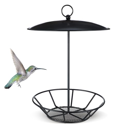 Bird Seed Cylinder Holder Wild Bird Feeder for Suet Cakes,Black | Hanging Hanger with Roof, Metal Mesh Holds Round Suet Cakes, Attracts Backyard Wildlife to Garden Outdoor Feeding Station - color: Black