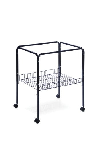 Prevue Pet Products Bird Cage Stand with Shelf - Small Metal Cage Stand with Rolling Wheels, Bird Stands for Inside, Mid‑Height Shelf for Cage Accessories, Toys, and Storage - Black - color: Black, size: 26.0"L x 22.0"W x 29.5"H