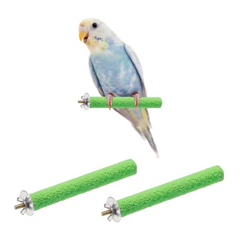 Bird Perch Stand, Colorful Paw Grinding Stick, Wood Rough-surfaced Perch Parrot Stand 15 x 2 Cm, (Green, 2 Pcs), Intended for Home/Animal Parks/Pet Stores - color: Green, size: 15 x 2 cm / 5.91 x 0.71 inch