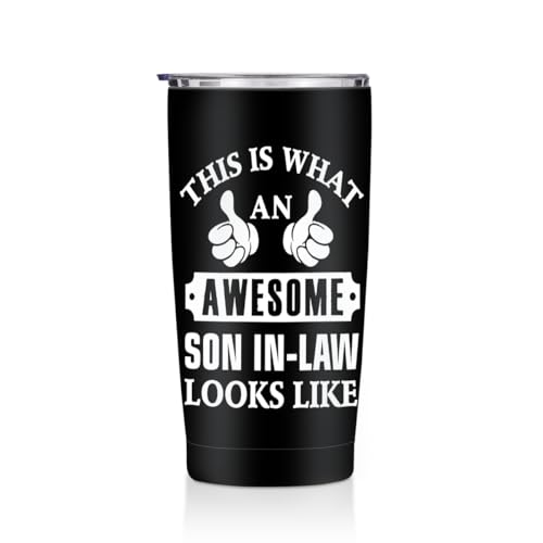 Jztco Son in Law Gifts for Women 20 oz Tumbler, Stainless Steel Insulated | Inspirational Gifts Travel Coffee Mugs Water Bottle, Father's Day Birthday Gifts for Son in Law - color: Multi 1465