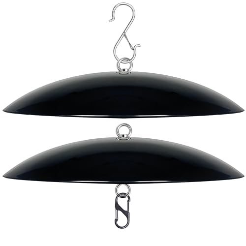 13" Bird Feeder Rain Guard, Hummingbird Feeders Shade Dome Cover, Hanging Baffle for Bird Feeder Pole,Smart Birds Feeder Umbrella (Black), 2 Pack - color: Black, size: 13Inch / 2 Packs