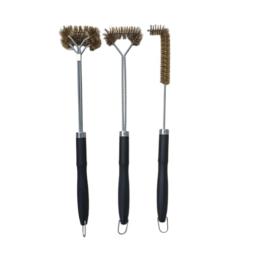 SUNRISE Fryer Brush with Long Handle (Brass with Plastic Handle, L, Single, and Double Brush) - color: Brass With Plastic Handle, size: L, Single, and Double Brush