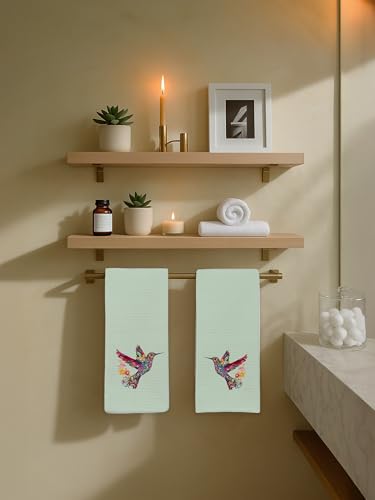 Light Green Hummingbird Guest Bathroom Hand Towels set of 2 , Floral Bird Decorative Kitchen Hand Towel, Spring Summer Decor, HummingBird Gifts for Women Unique, Housewarming Gift Idea New Home402 - color: Hummingbird006