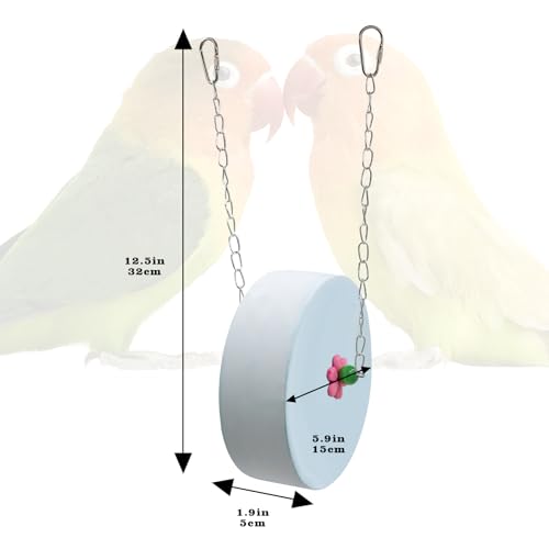 Bird Beak Grinding Stone – Large Blue Cylinder Parrot Chew Toy with Metal Hanging Chain – Cage Accessory for Macaws, African Greys, Cockatiels & Medium to Large Birds - color: blue