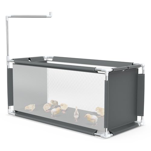 Chicken Brooder Box 10.6 cu ft (47.2" x 19.7" x 19.7") – Stainless Steel Frame & Waterproof Oxford Fabric, Portable Indoor Brooder for Up to 15 Baby Chicks, Ducklings, Quail, Easy Assembly - color: Grey2