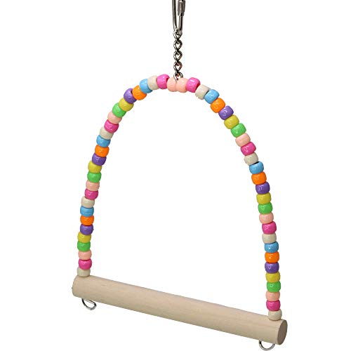 1324 Swing Bird Toy Parrot cage Toys Cages Parakeet Cockatiel Finch Lovebird Budgie - color: Bead Swing