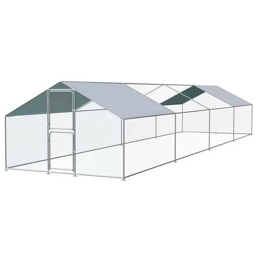 Airynee Large Chicken Coop, Chicken Coops for 40 Chickens, Chicken Runs for Yard with Water Poof & UV Resistance Cover, Spire Roof Chicken Coop Run with Double Lockable Doors for Outdoor Backyard