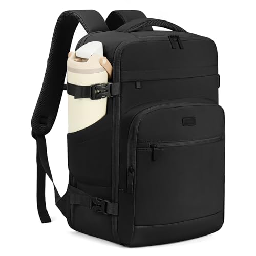 30L Travel Backpack for Women & Men: Flight Approved Carry On Backpack, TSA Personal Item Bag with Water Bottle Pocket, Weekender Essentials Backpacks fits 15.6" Laptop - Black - color: Black, size: Large