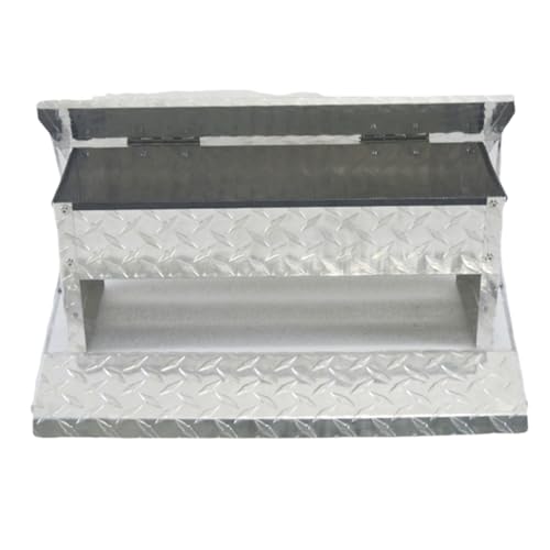 Treadle Large Poultry Feeders Aluminium Automatic Chicken Feeder No Waste Rat Proof Trough with Weatherproof Lid for Duck Fowl 18 lbs Capacity - size: 22.4"×13.5"×7.3" 18lbs