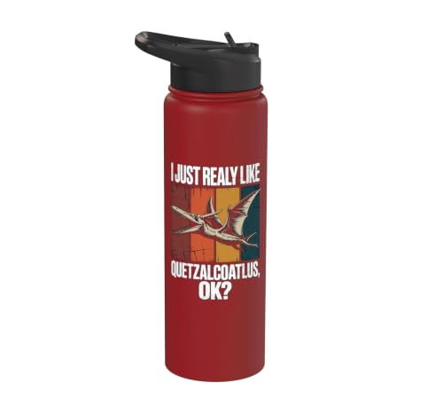 Really Like Quetzalcoatlus Bird Flying Dinosaur Kids Trex Stainless Steel Insulated Water Bottle - color: Red