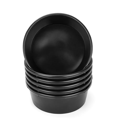 6Pcs Rubber Feed Pan, 1 Gallon Horse Feeder Pan, Chicken Dust Bath | 10.6 x 4.1Inches Rubber Bowl, 4 L Capacity Water Trough,Livestock Water Bowl for Farm Animal Outdoor - color: Black-4Quart, size: 6PCS