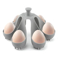 Silicone Egg Boiler Rack, 6 Egg Holder with Handle | Drain hole egg holder for lifting soft or hard boiled eggs from pots for breakfast and meal prep