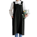 Cotton Aprons for Women and Men | Cross-Back Apron with Pockets - color: Black