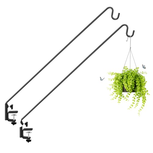 ERYTLLY Extended Reach Deck Hook Wall Pole Wall Mounted Deck Hook Extensible and 43 inch Wall Bracket for Hanging Bird Feeder,Plants,Wind Chimes,Lanterns 2 Packs - size: Deck Hook - Adjustable Length - 2 Packs
