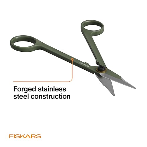 Fiskars 6" Plant Detailer Snips & Holder, Precision Indoor Gardening Tool | For Trimming & Pruning Dense Foliage, Long Reach Stainless Steel Micro-Tip Blades for Clean Cuts and Healthy Plant Growth - size: Detail Snipper