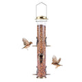 1PK Metal Bird Feeders with 6 Feeding Ports,Tube Bird Feeder with Steel Hanger,Hard Plastic Wild Bird Feeder for Outdoors Hanging, Attracting Birds in Your Lawn, Garden, Balcony–Bronze - color: Bronze 1 PACK
