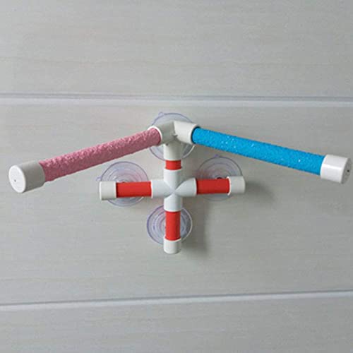Litewoo Bird Shower Perch with Suction Cup Parrot Window Wall Stand Bath Toys (2 Sticks)