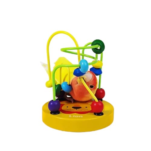 Bird Tabletop Training Toy, Bird Interactive Puzzle Toys with Colorful Beads, Parrot Perch with Colored Wooden Base for Lovebird Budgie Cockatiel Conure (Yellow) - color: Yellow
