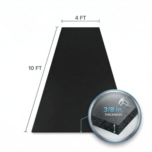 Flooring Inc's 1/4" Thick Tough Rubber Flooring Roll | Flexible Recycled Rubber Floor Mats for Home Gym | Heavy Duty Rubber Mat for Home Gyms, Sheds, Horse Stall Mat or Trailer - color: Black, size: 120"L x 48"W x 0.4"Th