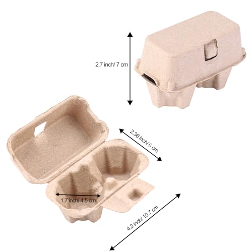 Egg Cartons 2 Count Cheap Bulk 30 Pack, Paper Pulp Egg Carton 2 Cell | Vintage Egg Cartons Containers Easter Style, 1/6 Dozen Sturdy Natural Kraft Holder Box for Storage Fresh Chicken Huevo