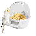 Bird Feeder for Cage – No Mess Feeder & Water Dispenser, Easy to Install and Clean, Semi-Enclosed Design Prevents Splashing (White) - color: White