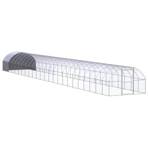 Large Silver Galvanized Steel Chicken Coop 118.1 x 118.1 x 78.7 in, Weatherproof Polyethylene Roof, Rectangular Outdoor Poultry House for Backyard Garden Farm - color: Silver-B, size: 118.1 x 118.1 x 78.7 in. (W x L x H)